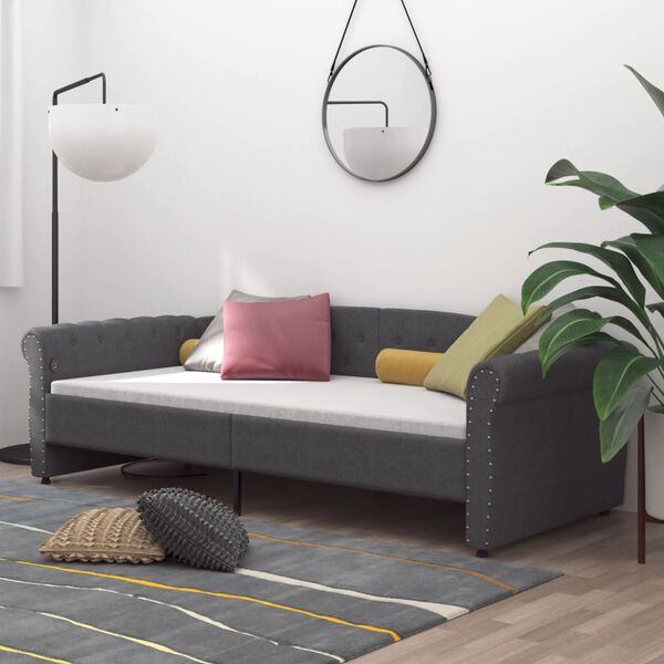 vidaXL Lit avec &eacute;clairage USB Gris fonc&eacute; Tissu 90x200 cm
