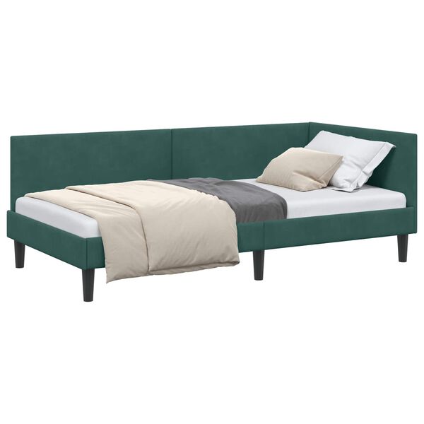 vidaXL Cadre de lit d'angle Vert fonc&eacute; 100 cm x 200 cm
