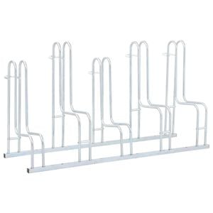 vidaXL Support de v&eacute;lo au sol autoportant pour 5 v&eacute;los acier galvanis&eacute;