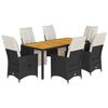 vidaXL Ensemble &agrave; manger de jardin coussins 7pcs Noir R&eacute;sine tress&eacute;e