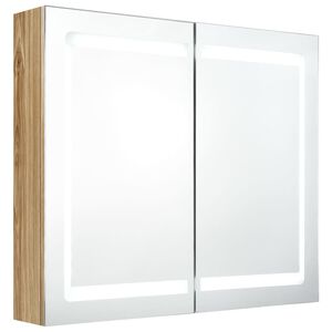 vidaXL Armoire de salle de bain &agrave; miroir LED Ch&ecirc;ne 80x12x68 cm