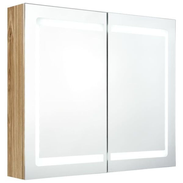 vidaXL Armoire de salle de bain &agrave; miroir LED Ch&ecirc;ne 80x12x68 cm