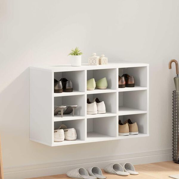 vidaXL Cabinet &agrave; chaussures Blanc 77,5 x 30 x 51 cm Bois d'ing&eacute;nierie