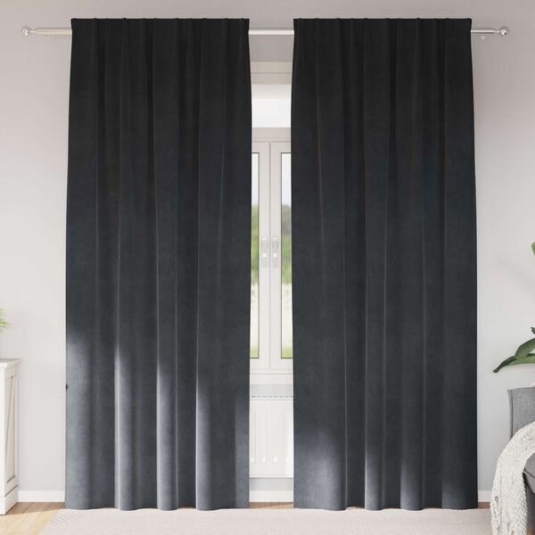 vidaXL Rideaux occultants 2 pcs Gris clair 140 x 260 cm Velours