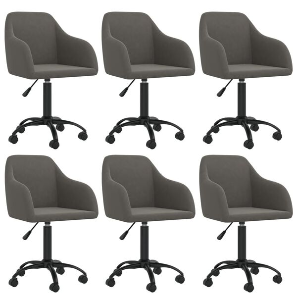 vidaXL Chaises pivotantes &agrave; manger lot de 6 gris fonc&eacute; velours