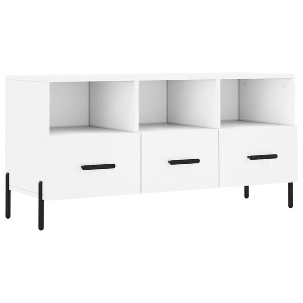 vidaXL Meuble TV blanc 102x36x50 cm bois d'ing&eacute;nierie