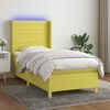 vidaXL Sommier &agrave; lattes de lit matelas et LED Vert 90x200 cm Tissu