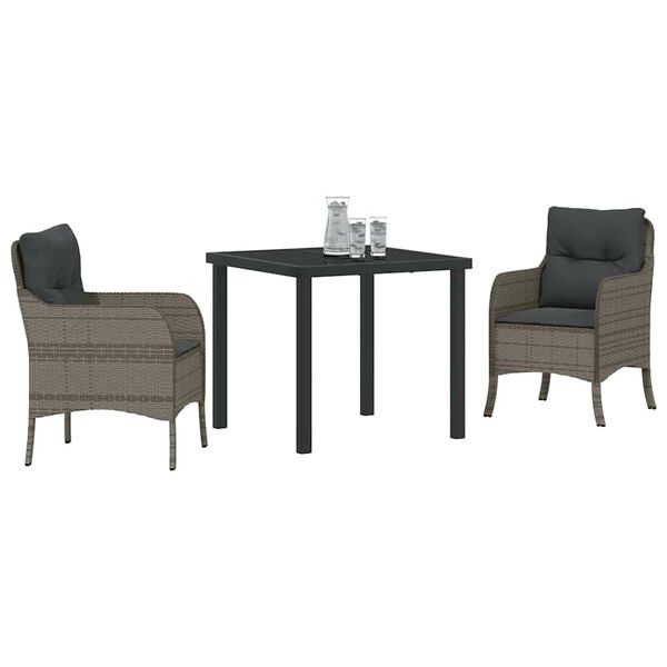 vidaXL Ensemble de salle &agrave; manger pour jardin 3 pcs Gris polyrotin