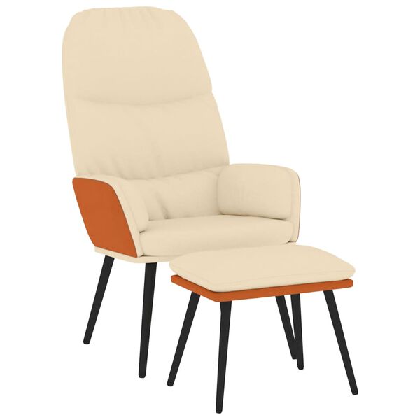 vidaXL Chaise de relaxation avec tabouret Cr&egrave;me Tissu