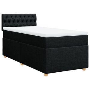 vidaXL Sommier &agrave; lattes de lit avec matelas noir 90x190 cm simple tissu
