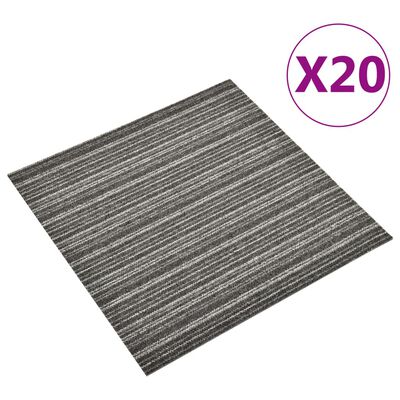 vidaXL Dalles de tapis de sol 20 pcs 5 m² 50x50 cm Anthracite rayé
