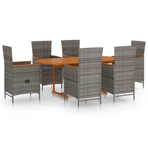 vidaXL Ensemble &agrave; manger de jardin 7 pcs R&eacute;sine tress&eacute;e Gris