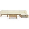 vidaXL Salon de jardin 6 pcs avec coussins blanc cr&egrave;me bambou