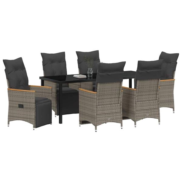 vidaXL Ensemble de salle &agrave; manger pour jardin 7 pcs Gris polyrotin