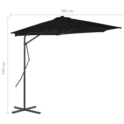 vidaXL Parasol de jardin avec mât en acier noir 300x230 cm