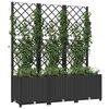 vidaXL Jardini&egrave;re de jardin avec treillis Noir 120 x 40 x 136 cm PP