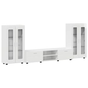 vidaXL Ensemble meuble TV FLORIN 3 pc Blanc brillant Bois d'ing&eacute;nierie