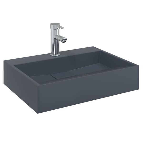 vidaXL Vasque 50x38x11 cm fonte minérale/marbre anthracite