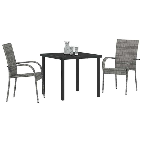 vidaXL Ensemble de salle &agrave; manger pour jardin 3 pcs Gris