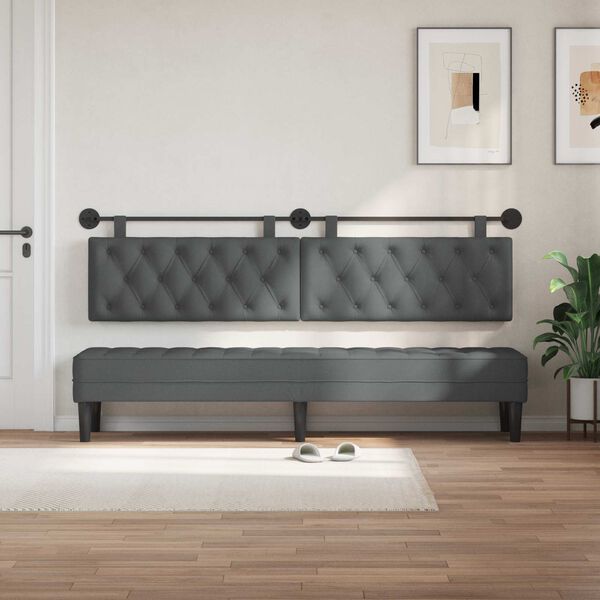 vidaXL T&ecirc;te de lit suspendue Gris fonc&eacute; 210 x 55 x 7 cm tissu