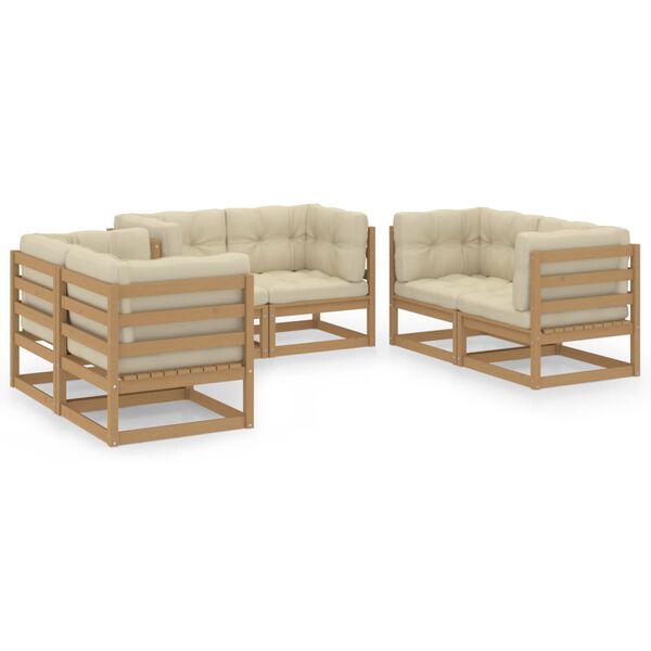 vidaXL Salon de jardin 6 pcs avec coussins Bois de pin massif