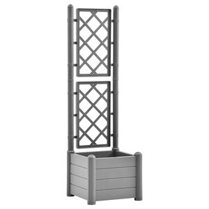 vidaXL Jardini&egrave;re avec treillis 43x43x142 cm PP Gris pierre