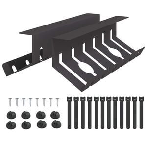 vidaXL Plateau de gestion de c&acirc;bles sous le bureau 2 pc Noir