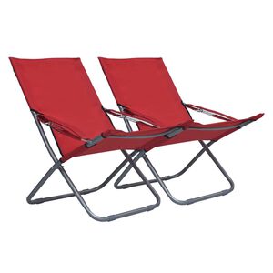vidaXL Chaises pliantes 2 pi&egrave;ces en tissu rouge