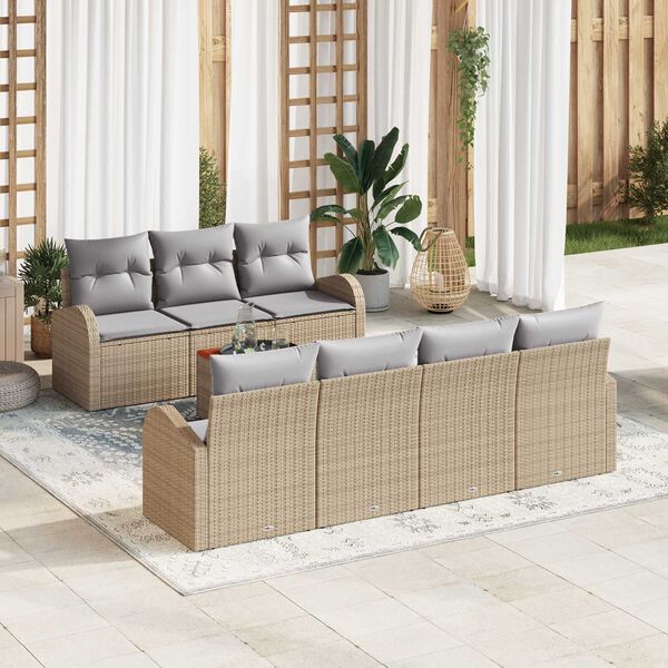 vidaXL Ensemble de canap&eacute; de jardin 8 pcs beige et gris clair