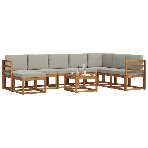 vidaXL Ensemble de canap&eacute;s d'ext&eacute;rieur 9 pcs Gris Naturel et Clair