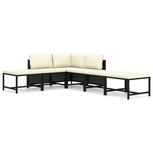 vidaXL Salon de jardin 6 pcs avec coussins R&eacute;sine tress&eacute;e Noir