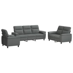 vidaXL Ensemble de Canap&eacute;s 3 pcs Gris fonc&eacute; Tissu