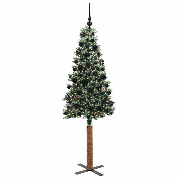 vidaXL Sapin de No&euml;l mince Vert 180 cm PVC et bois de pin massif