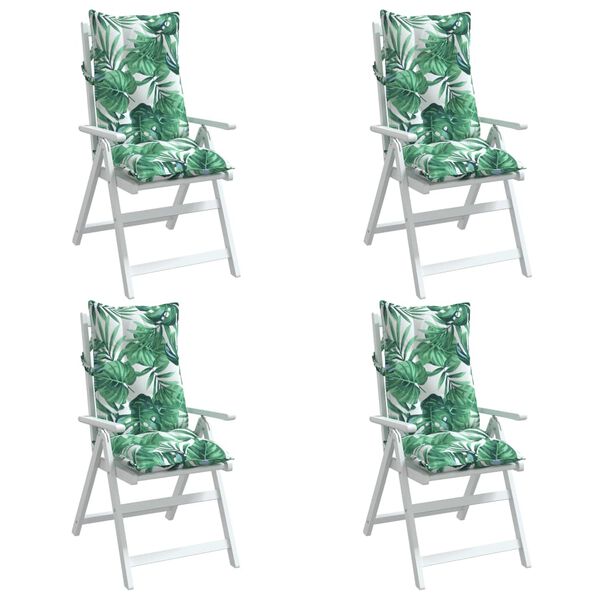 vidaXL Coussins de chaise &agrave; dossier haut lot de 4 mod&egrave;le de feuille