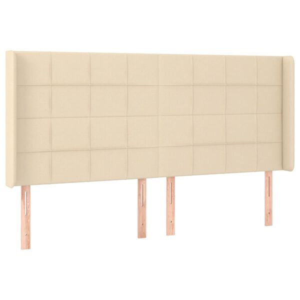 vidaXL T&ecirc;te de lit avec oreilles Cr&egrave;me 183x16x118/128 cm Tissu