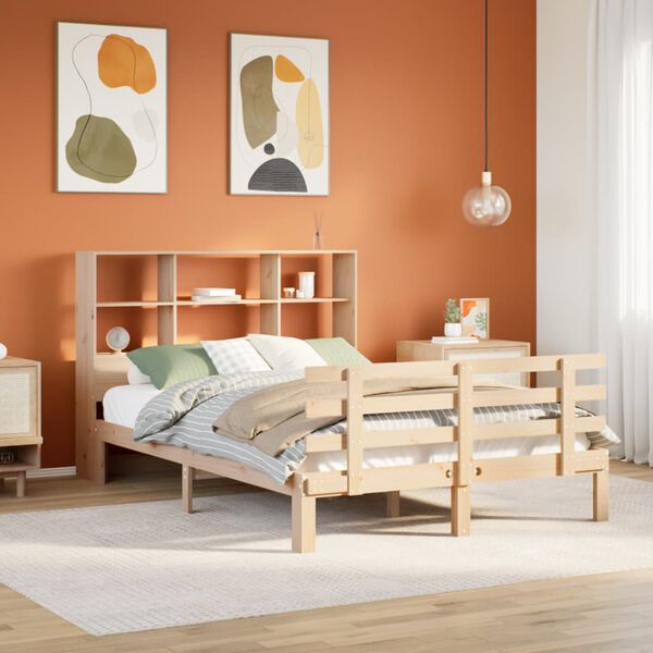 vidaXL Lit biblioth&egrave;que sans matelas 150x200 cm bois massif de pin