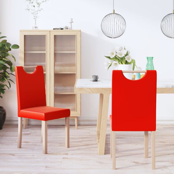 vidaXL Chaises &agrave; manger lot de 2 rouge similicuir