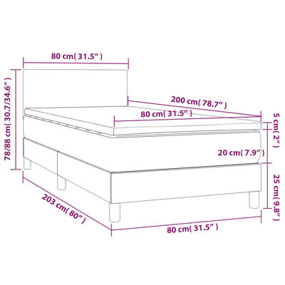 vidaXL Sommier à lattes de lit et matelas Noir 80x200 cm Tissu