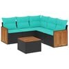 vidaXL Ensemble de canap&eacute; de jardin 6 pcs avec coussins noir r&eacute;sine tress&eacute;e