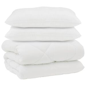vidaXL Couette avec Oreillers 3 pc Blanc Microfibre et Plumes D'oie