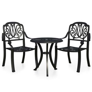 vidaXL Ensemble de bistro 3 pcs Aluminium coul&eacute; Noir