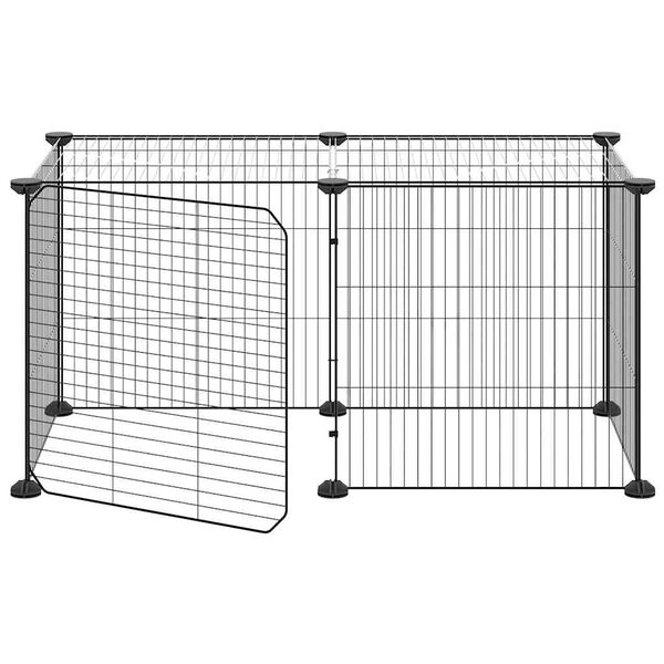 vidaXL Cage animaux de compagnie à 8 panneaux et porte Noir 35x35 cm