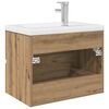 vidaXL Meuble lavabo avec bassin et robinet int&eacute;gr&eacute;s ch&ecirc;ne artisanal