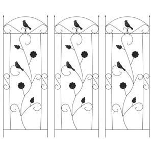 vidaXL Cl&ocirc;ture de jardin 3 pc Noir 110 x 40 cm Acier
