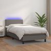 vidaXL Sommier &agrave; lattes de lit avec matelas et LED Gris 90x200 cm
