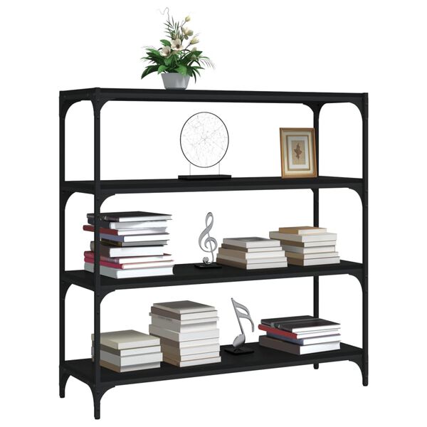 vidaXL Biblioth&egrave;que Noir 100x33x100 cm Bois d'ing&eacute;nierie et acier