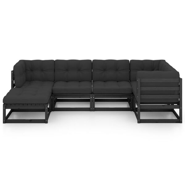 vidaXL Salon de jardin 6 pcs avec coussins Bois de pin massif