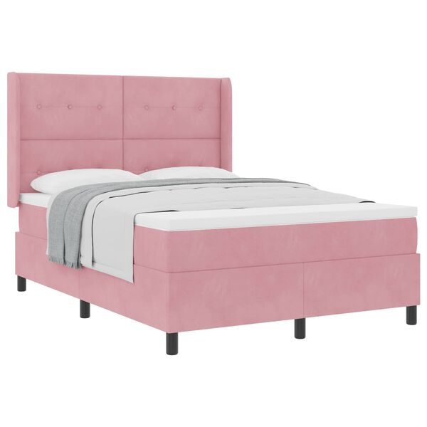 vidaXL Lit &agrave; ressorts avec matelas Rose 160 x 200 cm Velours