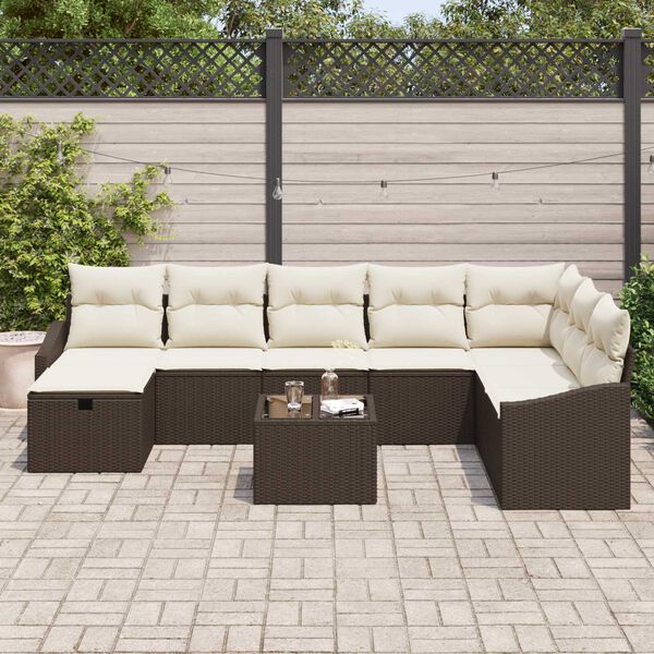 vidaXL Ensemble de canap&eacute; de jardin avec coussin 9 pcs polyrotin