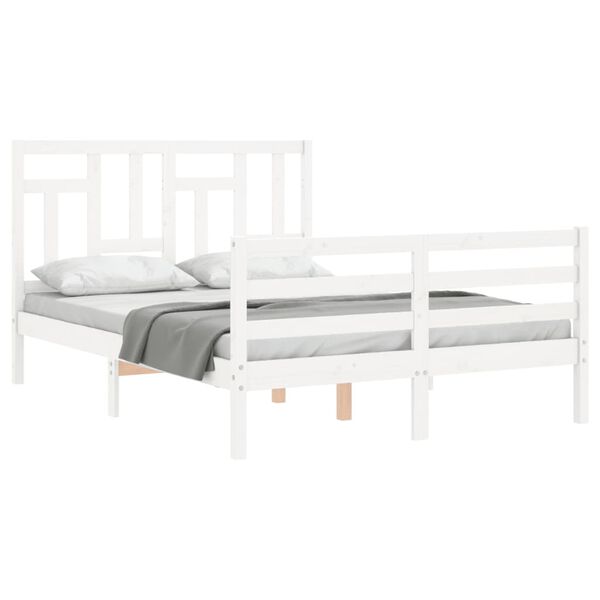 vidaXL Cadre de lit sans matelas blanc 140x190 cm bois massif